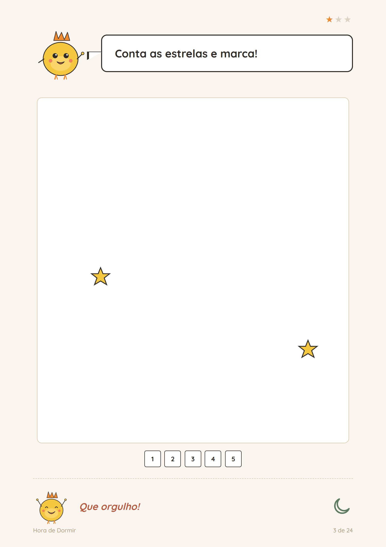 Atividade da Hora de Dormir: contar as estrelas no céu